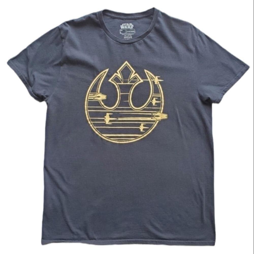 STAR Wars Gold Rebel Logo Unisex T-Shirt Size Large